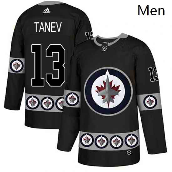 Mens Adidas Winnipeg Jets 13 Brandon Tanev Authentic Black Team Logo Fashion NHL Jersey